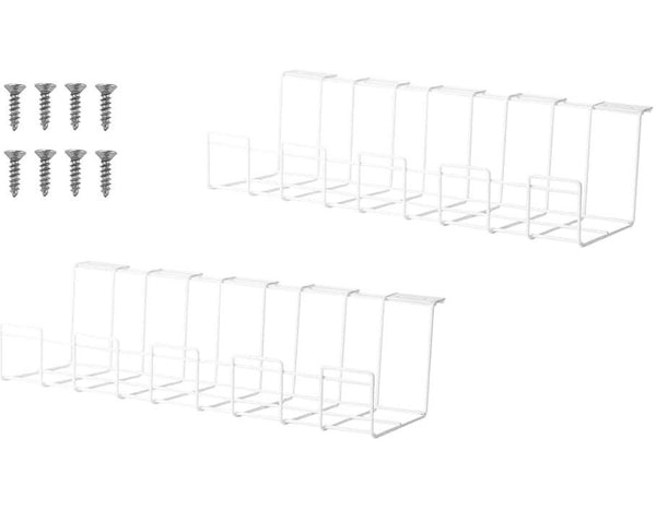 2 Pack Under Desk Cable Management Tray, White