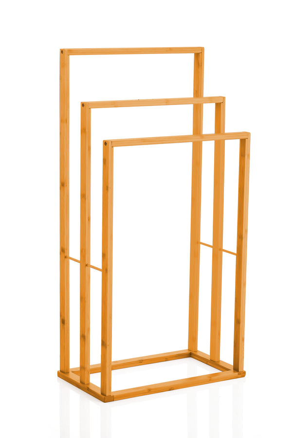 CARLA HOME Bamboo Towel Bar Holder Rack 3-Tier Free Standing for Bathroom. Towel Racks. Towel Rail Bathroom Accessory. Shower Hand Dish Towel. Towel Holder. Hand Towel Bar (Standard)