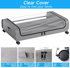 Set 2 Pcs XXL Under Bed Rolling Storage Containers with 50L Large Capacity and Wheels