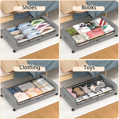 Set 2 Pcs XXL Under Bed Rolling Storage Containers with 50L Large Capacity and Wheels