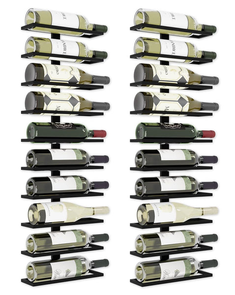 Set 2 Pcs Metal Wall Mount Wine Rack for Wine Bottles, Liquor, Champagne (Holds 10 Bottles)