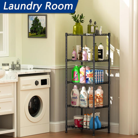 CARLA HOME 4-Tier Adjustable Metal Storage Shelves Wire Rack Organizer for Kitchen, Pantry, Bathroom or Laundry Room (60cm W x 40cm D x 140cm H)
