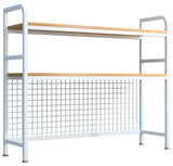 CARLA HOME  2-Tier Metal Desktop Hutch Bookshelf with Grid Panel for Computer Desk and Office Countertop