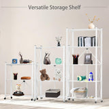 CARLA HOME 3-Tier Foldable Storage Shelf with Wheels for Kitchen, Garage, Pantry or Basement (White)