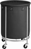 Steel Frame Laundry Basket Wheels, Black