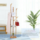 Bamboo Coat Rack Stand with Umbrella Holder - Hanging Storage