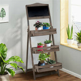 3 Tier Rustic Wood Plant Stand 38CM Corner Shelf