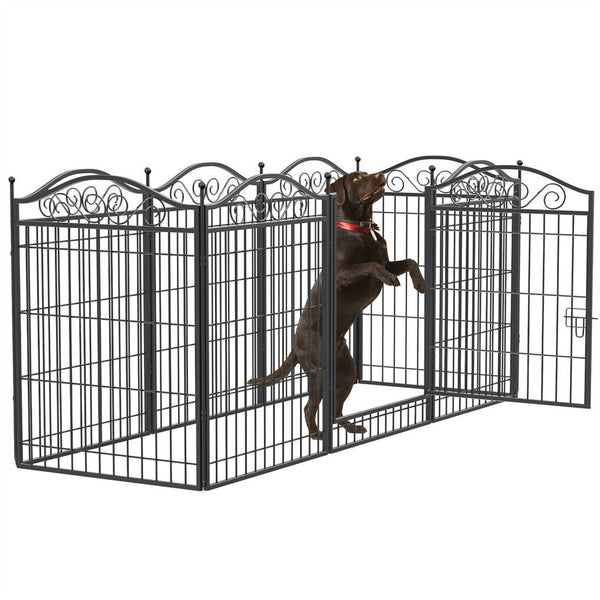 8 Panel Pet Playpen Gate Extension w/ Lockable Door