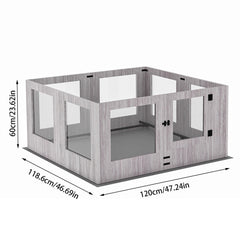Indoor Dog Pen Tempered Glass Kennel w/ Pad