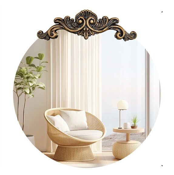 Baroque Antique Round Wall Mirror D�cor 60x64.5cm