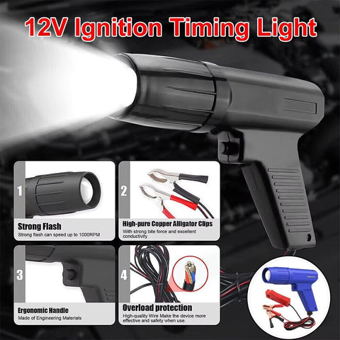 Universal 12V Ignition Timing Light Strobe Lamp 1.36m Cable