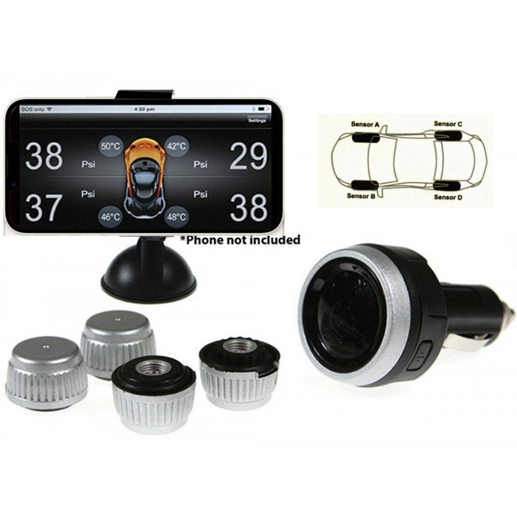 Gator DIY BT Wireless Car Tyre Pressure Monitor Monitoring System App Control TPM iOS