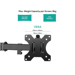 activiva Dual-Screen Articulating Monitor Arm with Free-Standing Desktop Base