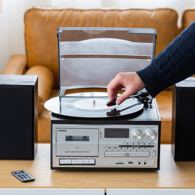 Audio Home Entertainment System (Black) Turntable, CDs, Vinyl, Wireless Streaming & More
