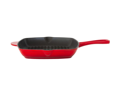 Enamelled Cast Iron Square Grill Pan (44 x 30 x 4.7 cm) - Red