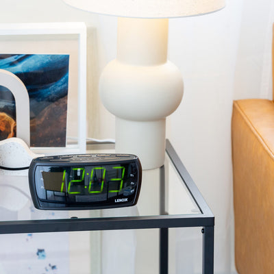 Large Number Alarm Clock & AM/FM Radio, Bold Green LED Time Screen