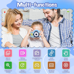 Kids Digital Dual Lens Camera, 4x Zoom and HD Video Recording (Blue)