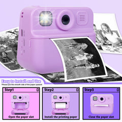 Kids 48MP Instant Print Camera with Dual Lens and 1080P HD Video