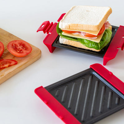 Compact Microwave Sandwich Maker Non-Stick Grill Plates for Quick Meals at Home, Work, or Travel