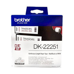 Brother DK22251 Continuous Length Paper Label Tape Red and Black - for use in Brother Printer