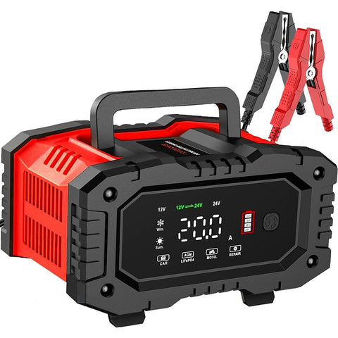 12V 20A/24V 10A Smart Car Battery Charger for Lead Acid LiFePo4 AGM Moto Battery