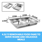 9L Chafing Dish Set Buffet Pan Bain Marie Bow Stainless Steel Food Warmer