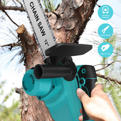 12"inch Cordless Electric Chainsaw + 2 Battery 2 Chain Brushless Wood Cutter Saw
