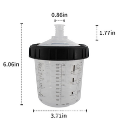 50 Sets Paint Spray Gun Cup Lids Liners Kit with Micron Filter  600ML Clear
