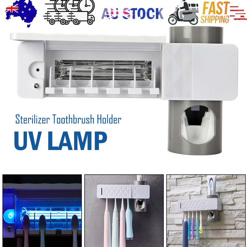 UV Lamp Sterilizer Toothbrush Holder Bathroom Automatic Toothpaste Health Clean