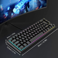 67 Keys Layout Design Mechanical Gaming Keyboard PC PS4 RGB Backlight Wired USB Black