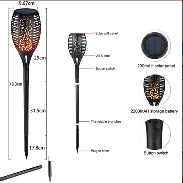 Solar Outdoor Lights Decorative Torch Light Garden Path Decoration LED Camping Ornaments