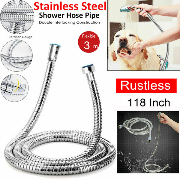 3m Shower Head Hose Stainless Steel Bathroom Flexible Tube Replacement Pipe AU