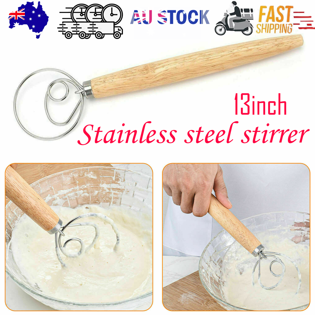 13 INCHES BAKING DOUGH STAINLESS STEEL LARGE WIRE WHISK MIXER BREAD COOKING TOOL