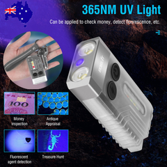 V10 LED Keychain EDC Flashlight USB Rechargeable Magnetic Torch Work Lamp