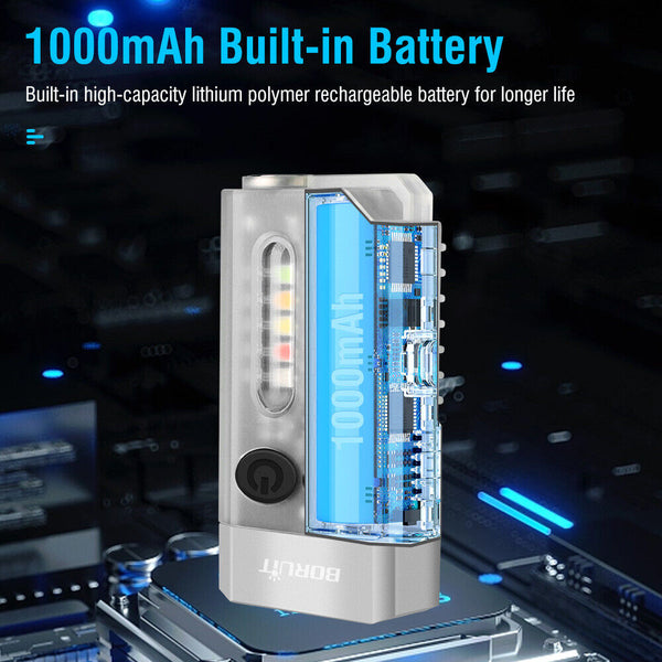 V10 LED Keychain EDC Flashlight USB Rechargeable Magnetic Torch Work Lamp