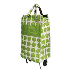 Shopping Trolley Cart Bag Foldable Wheels Carts Bags Market Luggage Basket green circle