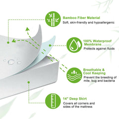 Waterproof Bamboo Fully Fitted Mattress Protector King Single