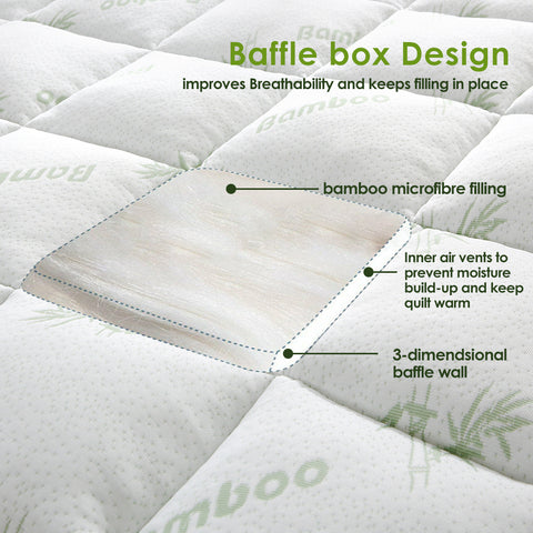 Bamboo Pillowtop Mattress Topper Luxury Bedding Mat Pad Protector Cover Single 90 x 190 cm
