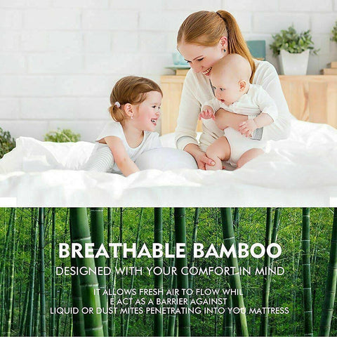 Bamboo Pillowtop Mattress Topper Luxury Bedding Mat Pad Protector Cover Single 90 x 190 cm
