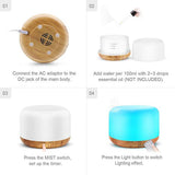 Aroma Aromatherapy Diffuser LED Oil Ultrasonic Air Humidifier Purifier 500ML Wood Grain