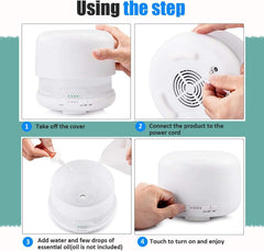 Aroma Aromatherapy Diffuser LED Oil Ultrasonic Air Humidifier Purifier 500ML white