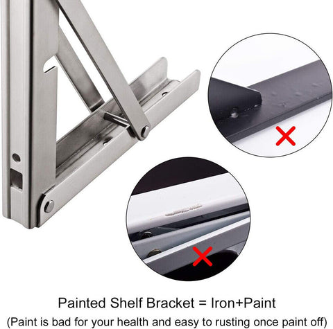 14"Stainless Steel Folding Table Bracket Shelf Bench 200kg Load Heavy Duty