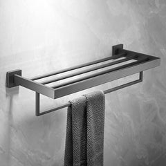 600mm 2 Layers Towel Shelf Storage Bath Stainless Steel Rack Rail Black