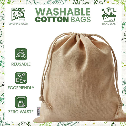 50Pcs 15X20cm Drawstring Storage Bags Calico Bags Linen Tote Gift Bag Bulk
