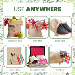 50Pcs 15X20cm Drawstring Storage Bags Calico Bags Linen Tote Gift Bag Bulk