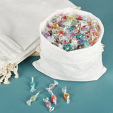 50Pcs 15X20cm Drawstring Storage Bags Calico Bags Linen Tote Gift Bag Bulk