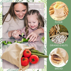 50Pcs 20X30cm Drawstring Storage Bags Calico Bags Linen Tote Gift Bag Bulk