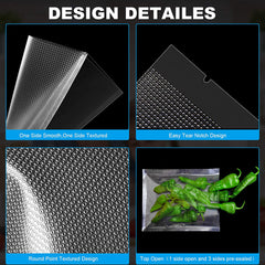 100X Vacuum Sealer Bags Precut Food Storage Saver Heat Seal Cryovac BPA-Free 15x25cm