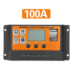 100A PWM Solar Power Panel Regulator Charge LCD Controller 12V/24V Dual USB A