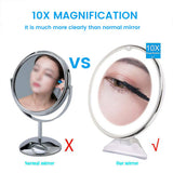 10x Magnifying Makeup Cosmetic Beauty Bathroom Mirror with LED Light 360 HOT